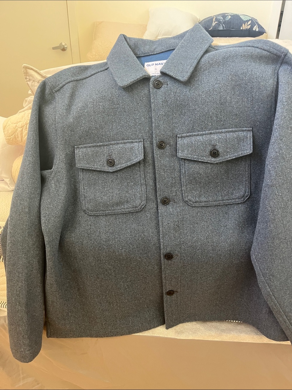 Old Navy Men's Blue Button-Front Shirt Jacket